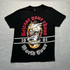 Southpole Y2K Graphic T-Shirt Men’s Medium Skull Flames Snake Black Streetwear
